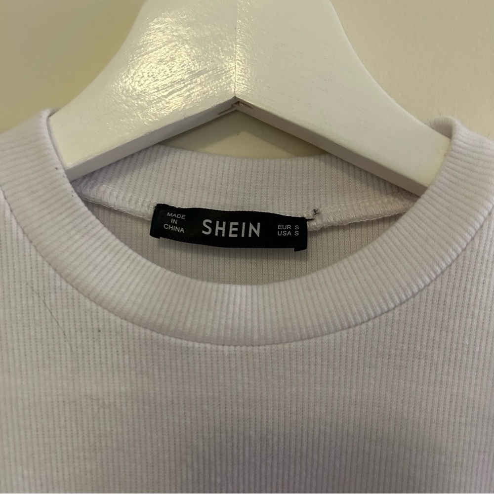 Shein Tops Soft Cream and White Fitted Neutral Stretchy Minimalist Basic Shirts - Picture 14 of 15